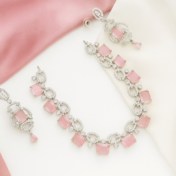 Necklace and Earrings Set - Pink Opal