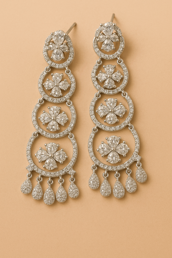 Floral Cascade Diamond Drop Earrings - ERNG007