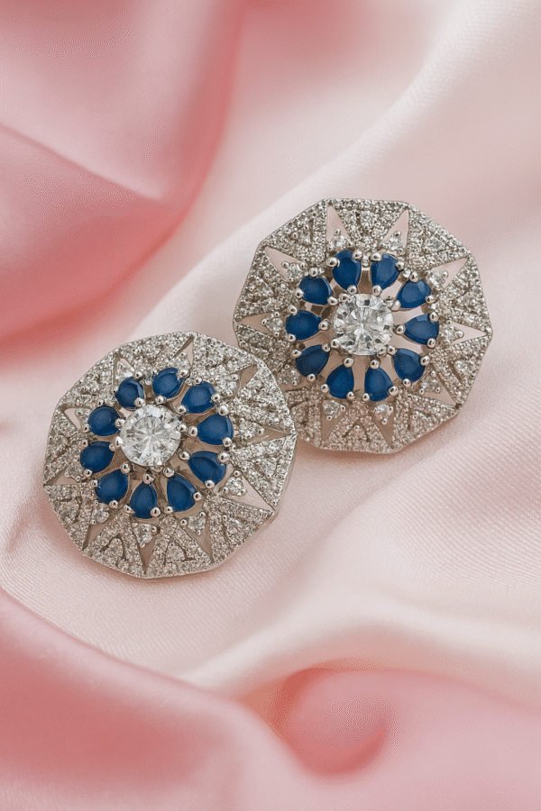 Blue Starburst Stud Earrings - ERNG009