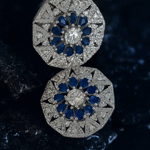 Blue Starburst Stud Earrings - ERNG009