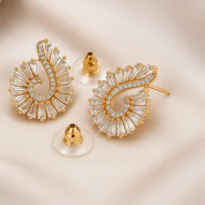 Gold-Plated Paisley Crystal Earrings – Shopyzz