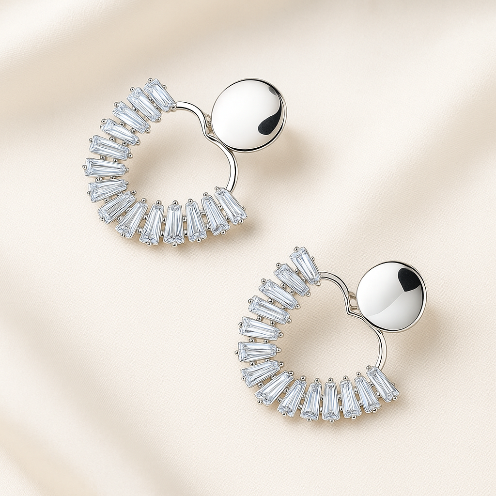 Silver Crystal Hoop Earrings | Shopyzz