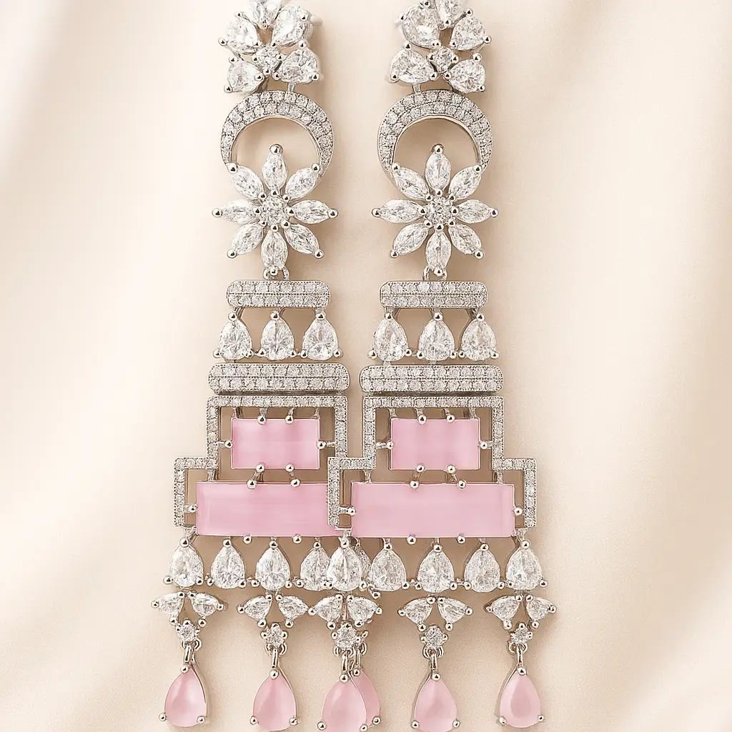 Pink Crystal Chandelier Earrings | Shopyzz