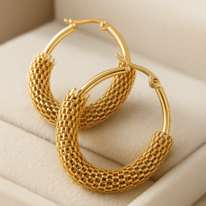 Gold-Plated Textured Hoop Earrings – Shopyzz