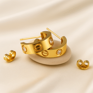Gold-Plated Hoop Earrings with Crystals – Shopyzz